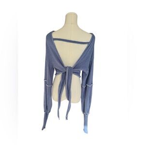 Free People perwinkle Blue Open Back Tie fuzzy Sweater — Size M